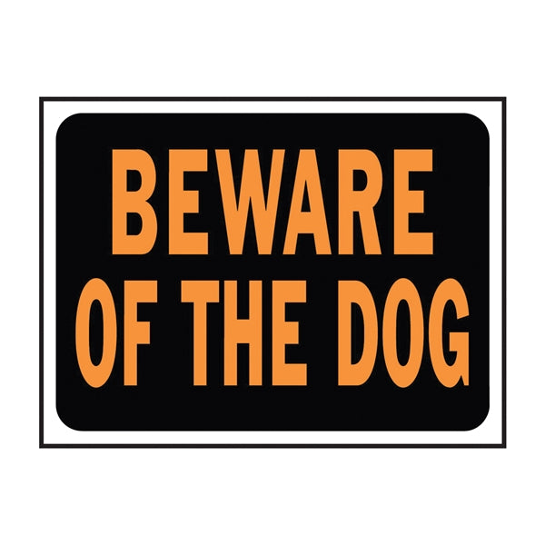 HY-KO Hy-Glo Identification Sign Rectangular BEWARE OF DOG Fluorescent Orange Legend Black Background