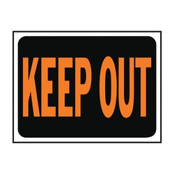 HY KO Hy Glo Series 3010 Identification Sign Rectangular KEEP OUT Fluorescent Orange Legend Black Background