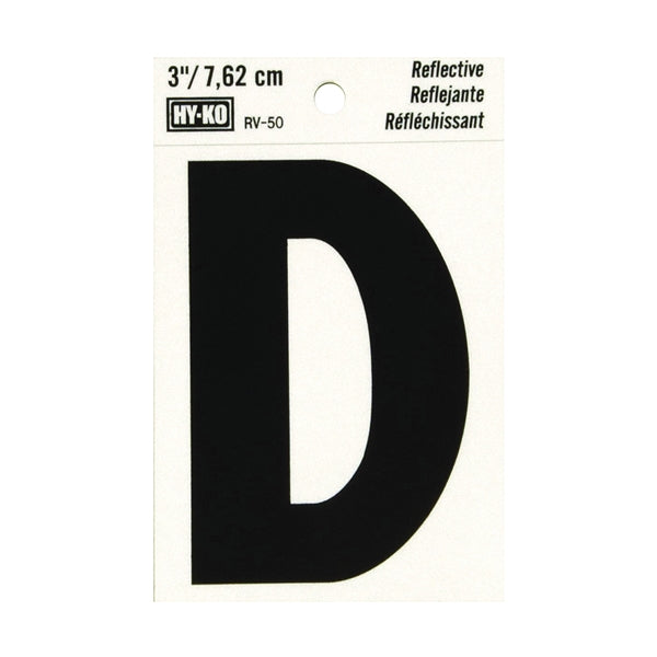 HY-KO Reflective Letter Character: D 3 in H Character Black Character Silver Background Vinyl