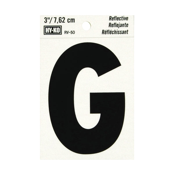 HY-KO Reflective Letter Character: G 3 in H Character Black Character Silver Background Vinyl