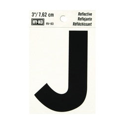 HY KO RV 50/J Reflective Letter Character: J 3 in H Character Black Character Silver Background Vinyl