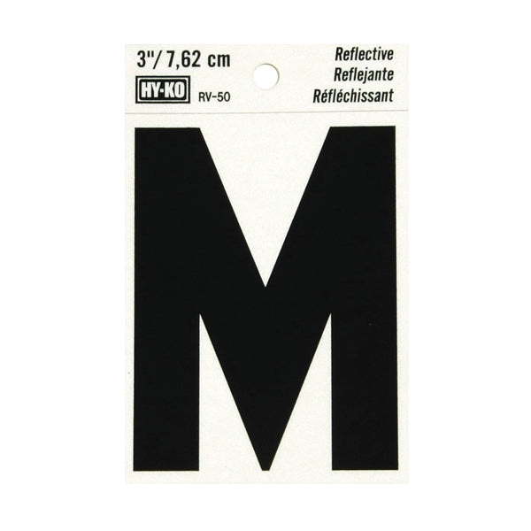 HY-KO Reflective Letter Character: M 3 in H Character Black Character Silver Background Vinyl