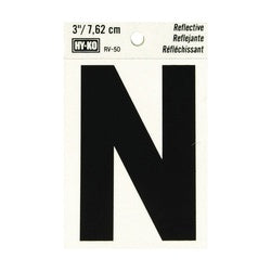 HY KO RV 50/N Reflective Letter Character: N 3 in H Character Black Character Silver Background Vinyl