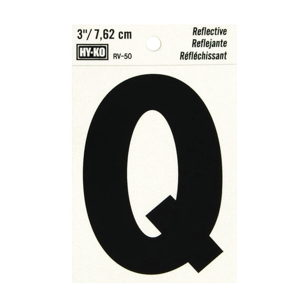 HY-KO Reflective Letter Character: Q 3 in H Character Black Character Silver Background Vinyl