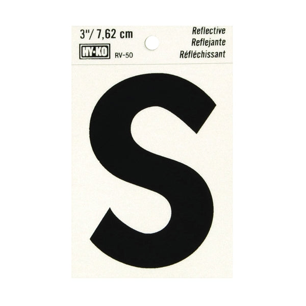 HY-KO Reflective Letter Character: S 3 in H Character Black Character Silver Background Vinyl