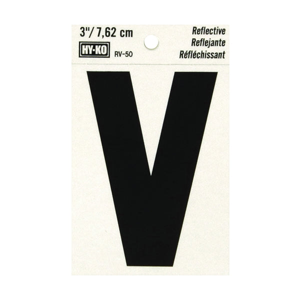 HY-KO Reflective Letter Character: V 3 in H Character Black Character Silver Background Vinyl