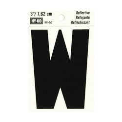 HY KO RV 50/W Reflective Letter Character: W 3 in H Character Black Character Silver Background Vinyl