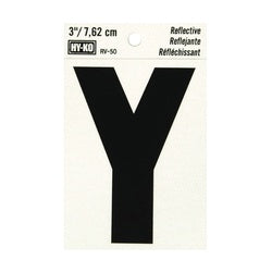 HY KO RV 50/Y Reflective Letter Character: Y 3 in H Character Black Character Silver Background Vinyl