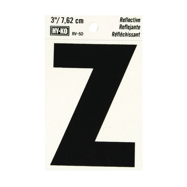 HY-KO Reflective Letter Character: Z 3 in H Character Black Character Silver Background Vinyl