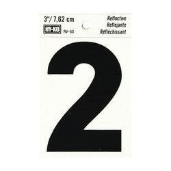 HY KO RV 50/2 Reflective Sign Character: 2 3 in H Character Black Character Silver Background Vinyl