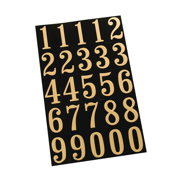 HY-KO Packaged Number Set 1-3/4 in H Character Gold Character Black Background Mylar