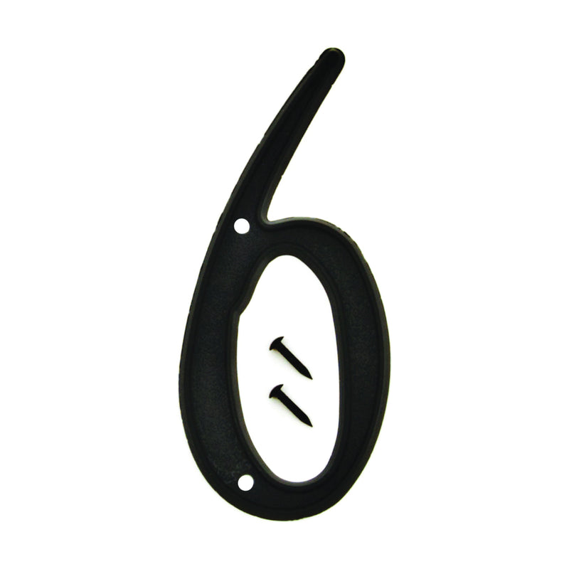 HY-KO House Number Character: 6 4 in H Character Black Character Plastic