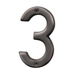 HY KO Prestige Series BR 42OWB/3 House Number Character: 3 4 in H Character Bronze Character Brass