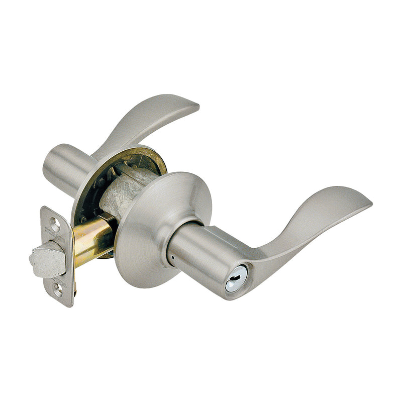 Schlage Accent Entry Lever Lockset Brass Satin Nickel