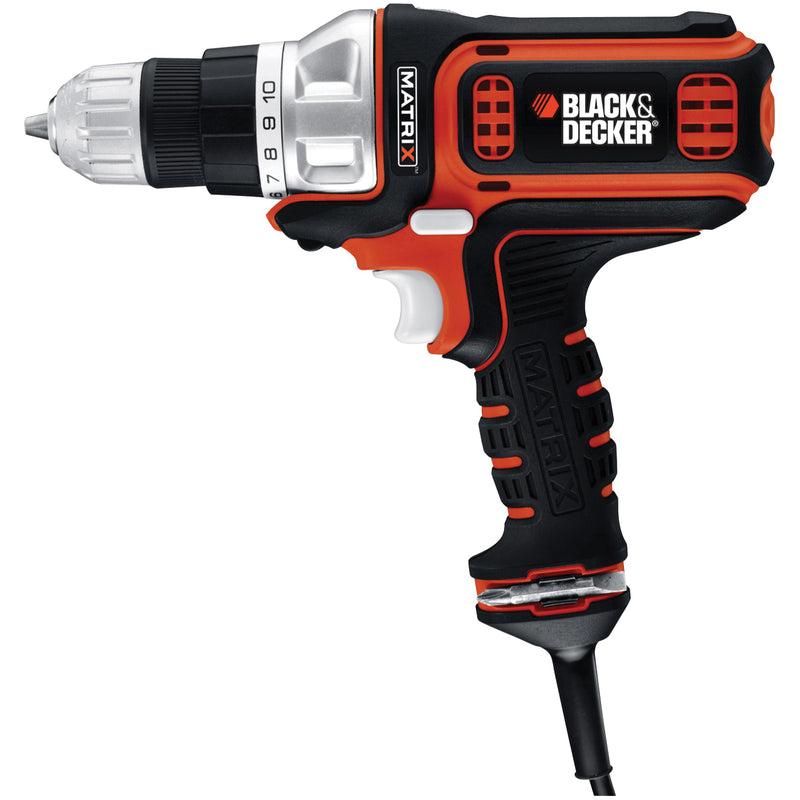 Black+Decker Electric Drill 4 A 3/8 in Chuck Keyless Chuck 7 ft L Cord Includes: (1) Double-Sided Bit Tip