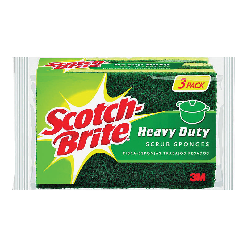 Scotch-Brite Scrub Sponge 2-3/4 in L 4-1/2 in W 0.6 in Thick Cellulose/Synthetic Fiber Green