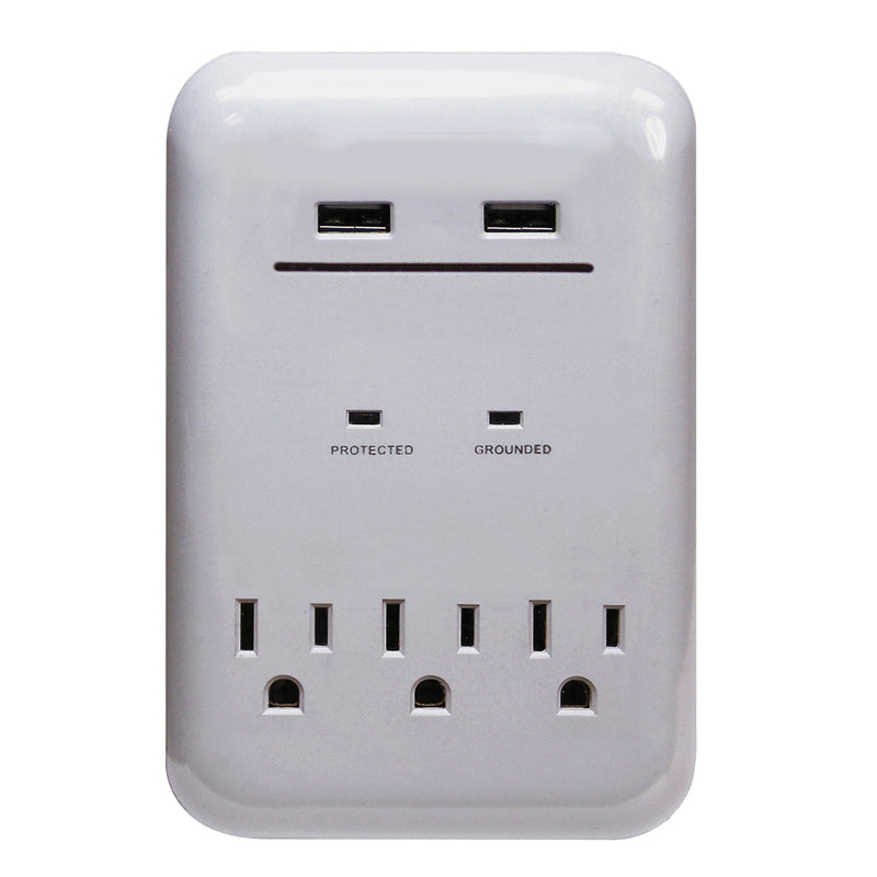 PowerZone USB Charger 3.4 A 3-Outlet 950 J