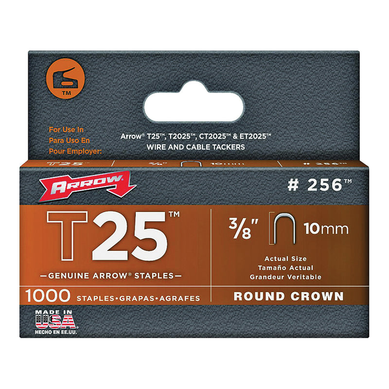 Arrow Round Crown Staple 5/16 in W Crown 3/8 in L Leg Steel