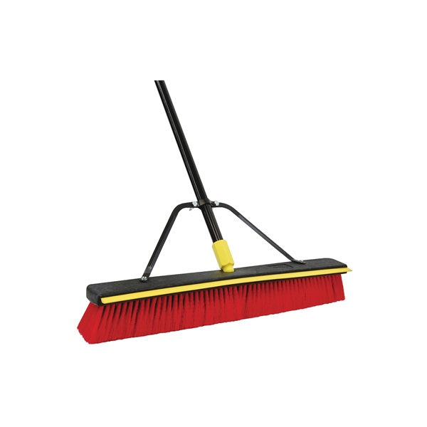Quickie Push Broom 24 in Sweep Face Poly Fiber Bristle Steel Handle
