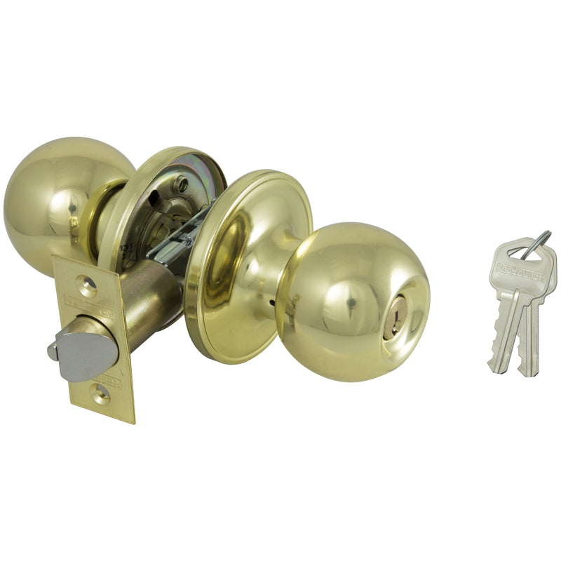 ProSource Tubular Entry Knob Set 1-3/8 to 1-3/4 in Thick Door Brass