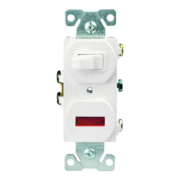 Eaton Wiring Devices Combination Toggle Switch 15 A 120 V Screw Terminal Steel Housing Material White