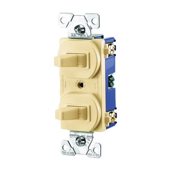 Eaton Wiring Devices Combination Toggle Switch 15 A 120/277 V Screw Terminal Steel Housing Material Ivory