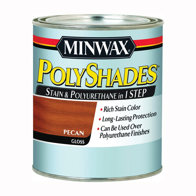 Minwax PolyShades Wood Stain and Polyurethane Gloss Pecan Liquid 1 qt Can