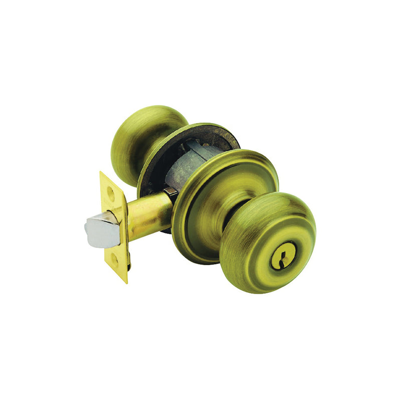 Schlage Georgian Keyed Entry Knob Solid Brass/Zinc Antique Brass