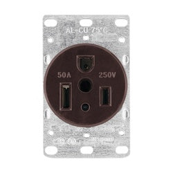 Eaton Cooper Wiring Power Receptacle 2 Pole 250 V 50 A NEMA: NEMA 6 50R Brown