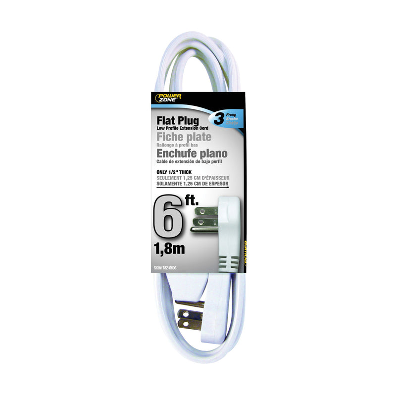 PowerZone Extension Cord 16 AWG Cable 6 ft L 13 A 125 V White