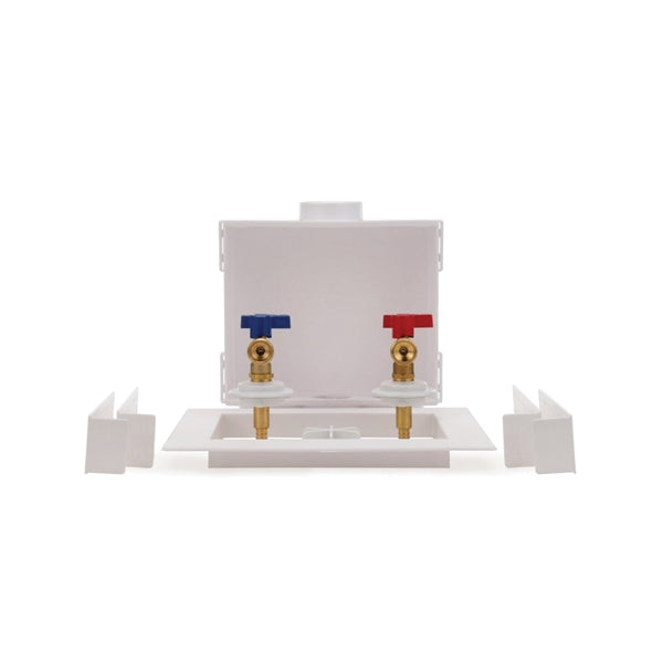 Oatey Quadtro Washing Machine Outlet Box 1/2 in Connection Brass/Polystyrene White