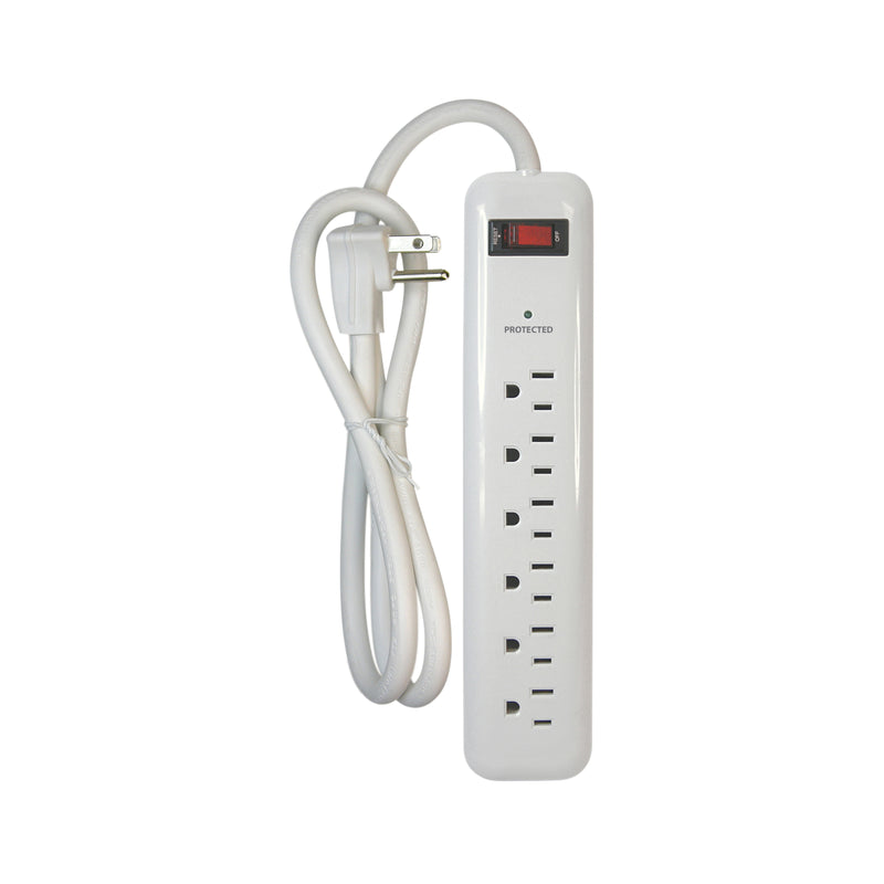 PowerZone Surge Protector Power Strip 15 A 6-Outlet 1000 J White