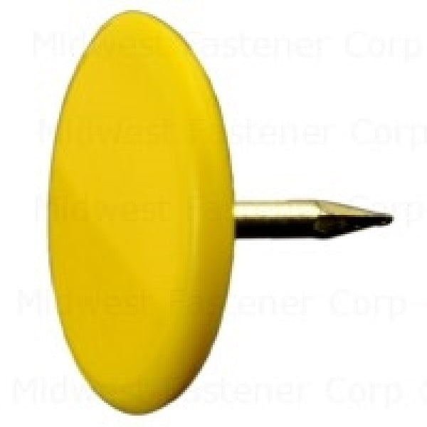 MIDWEST FASTENER Thumb Tack 19 ga Shank 1/2 in L Steel Yellow