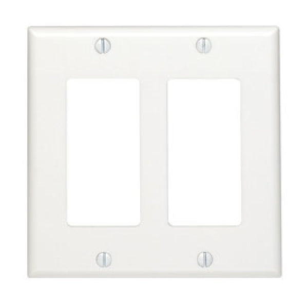 Leviton Decora Wallplate 4-1/2 in L 4.56 in W 2-Gang Thermoset Plastic White Smooth