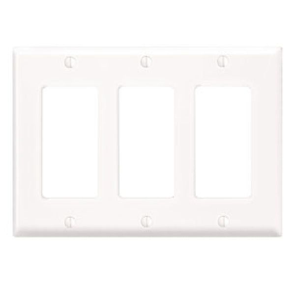 Leviton Decora Wallplate 4-1/2 in L 6.37 in W 3-Gang Thermoset Plastic White Smooth