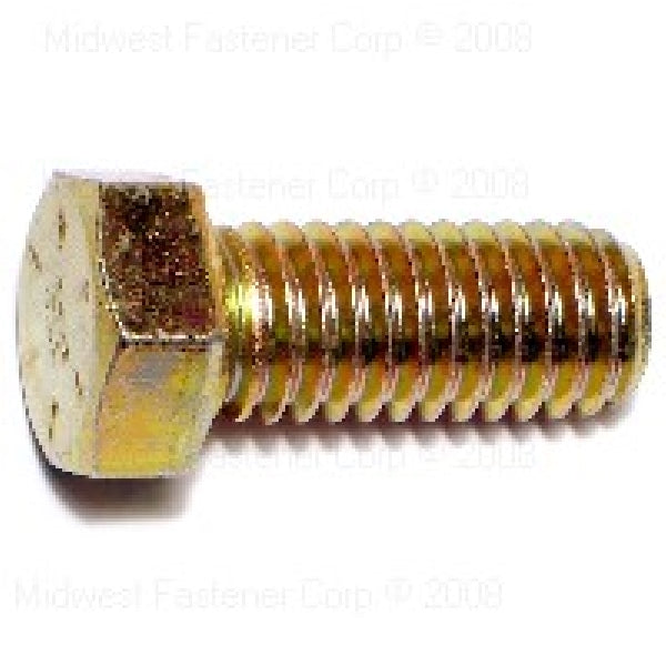 MIDWEST FASTENER Hex Cap Screw 7/16-14 Thread 1 in OAL 8 Grade Steel Yellow Zinc SAE Measuring