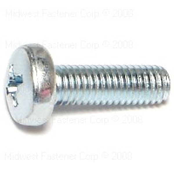 MIDWEST FASTENER Machine Screw M5-0.8 Thread 16 mm L Coarse Thread Pan Head Phillips Drive Steel Zinc