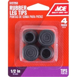 ACE 9124/ACE Furniture Leg Tip Round Rubber Black 1/2 in W