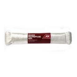 ACE 75755 Rope 1/4 in Dia 100 ft L 56 lb Working Load Polypropylene White