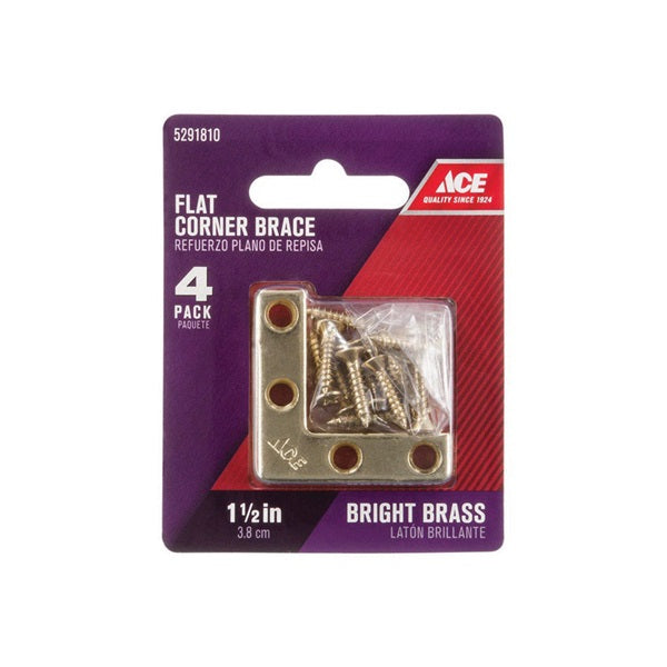 ACE Flat Corner Brace 1-1/2 in L 2-3/4 in W 1-1/2 in H Brass