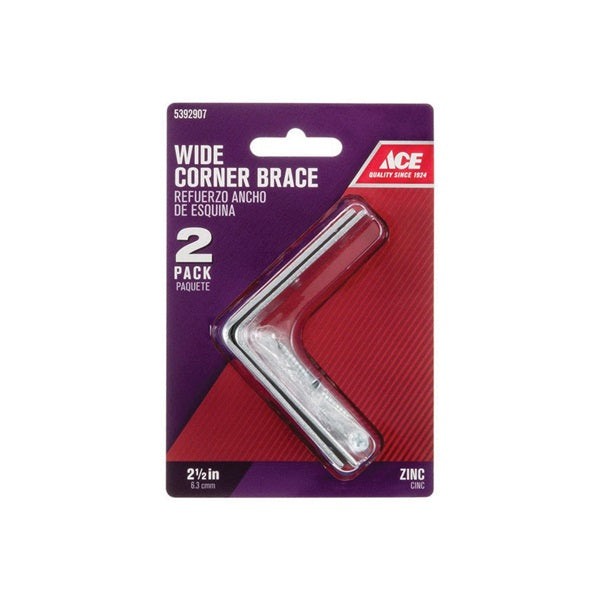 ACE Wide Corner Brace 2-1/2 in L 3-3/4 in W 2-1/2 in H Zinc