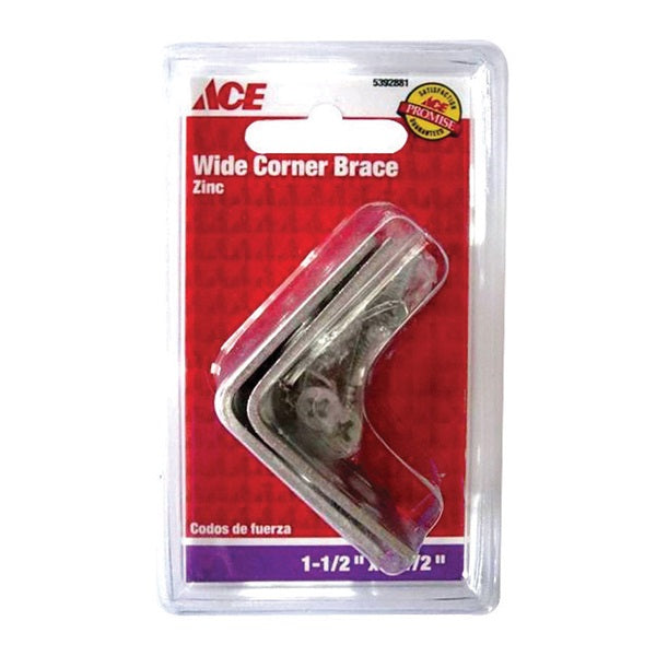 ACE Wide Corner Brace 1-1/2 in L 2-3/4 in W 1-1/2 in H Zinc