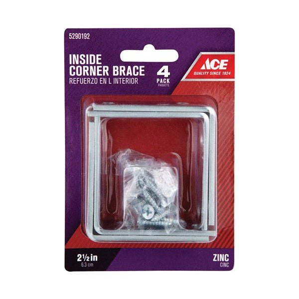 ACE 01 3404 240 L Corner Brace 2 1/2 in L 5/8 in W 2 1/2 in H Zinc