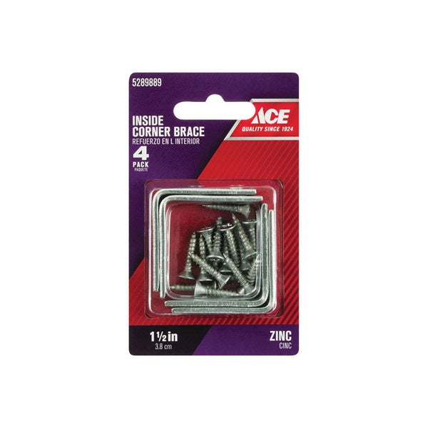 ACE L Corner Brace 1-1/2 in L 2-3/4 in W 1-1/2 in H Zinc