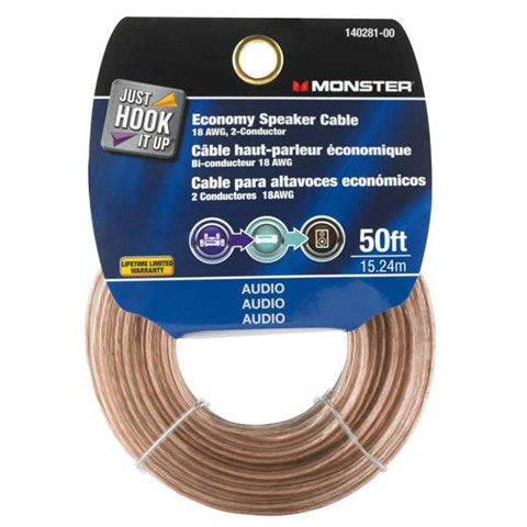 Just Hook It Up Economy Grade Speaker Wire 18 AWG Wire 50 ft L