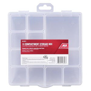 ACE Storage Bin Medium Plastic Clear 8 in L 8 in W 1-3/4 in H