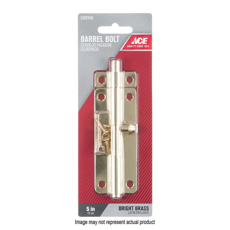 ACE Barrel Bolt 5/16 in Dia Bolt Head 5 in L Bolt Steel Bright Brass