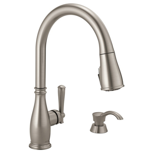 DELTA CHARMAINE Kitchen Faucet 1.8 gpm Metal Stainless Deck Mounting 8 in Faucet Centers