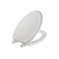 Mayfair Toilet Seat Elongated Wood White Easy Clean and Change Hinge