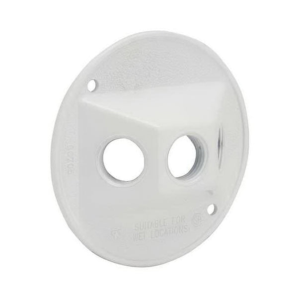 BELL Electrical Box Cover 4-1/8 in Dia 1.094 in L Round Aluminum White Powder-Coated